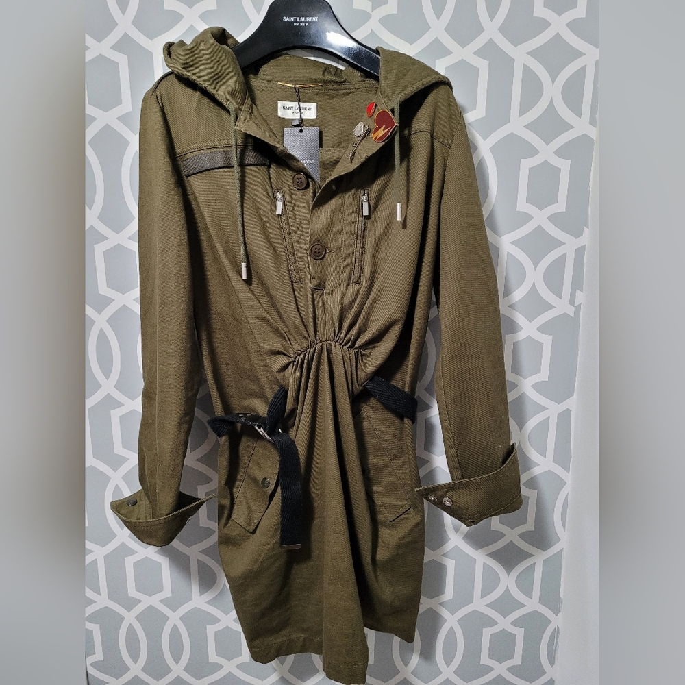 Saint laurent runway army military green hoody dress - Picture 4 of 12
